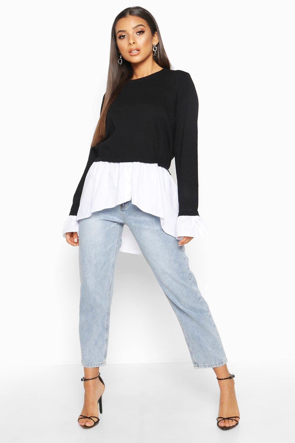 2 in 1 shirt jumper womens boohoo new arrivals